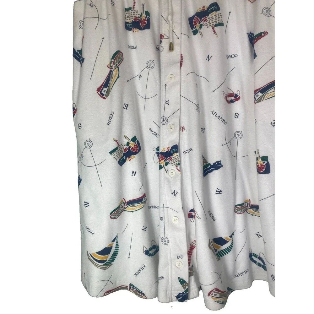 90s White Stag Nautical Midi Skirt Coquette Coastal Grandma Medium Novelty VTG